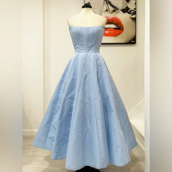 MARKARIAN Fiorela Light Blue Strapless Midi Dress - Picture 5 of 13